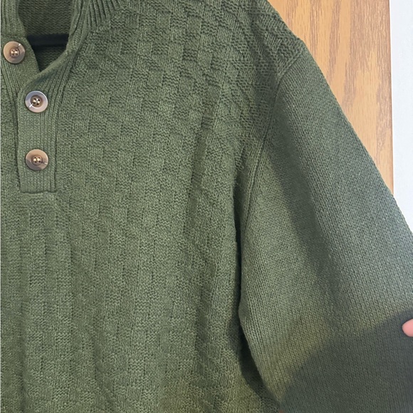 Men’s Coofandy Mock Neck Sweater Size XL ArmyGreen, Weave on frontwith button - Picture 8 of 13